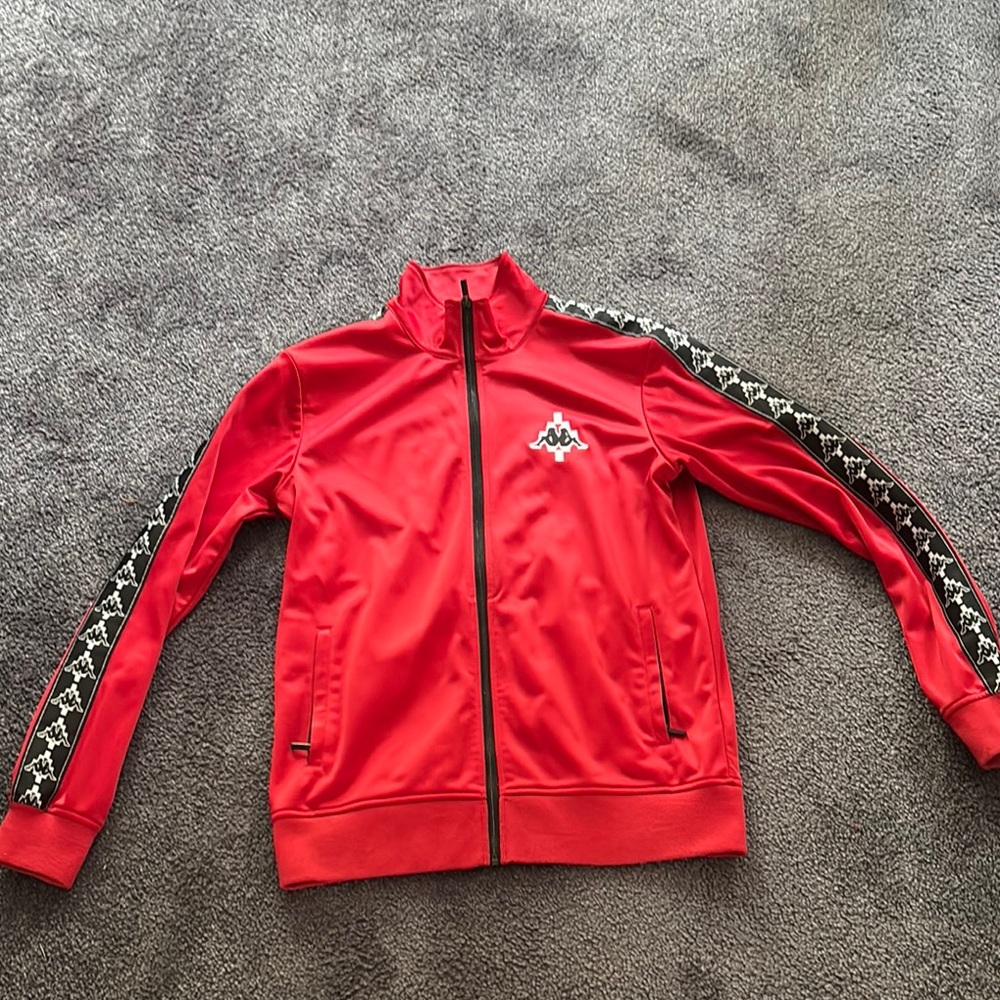 Marcelo Burlon Kappa Red Lightweight Jacket with Black Accents